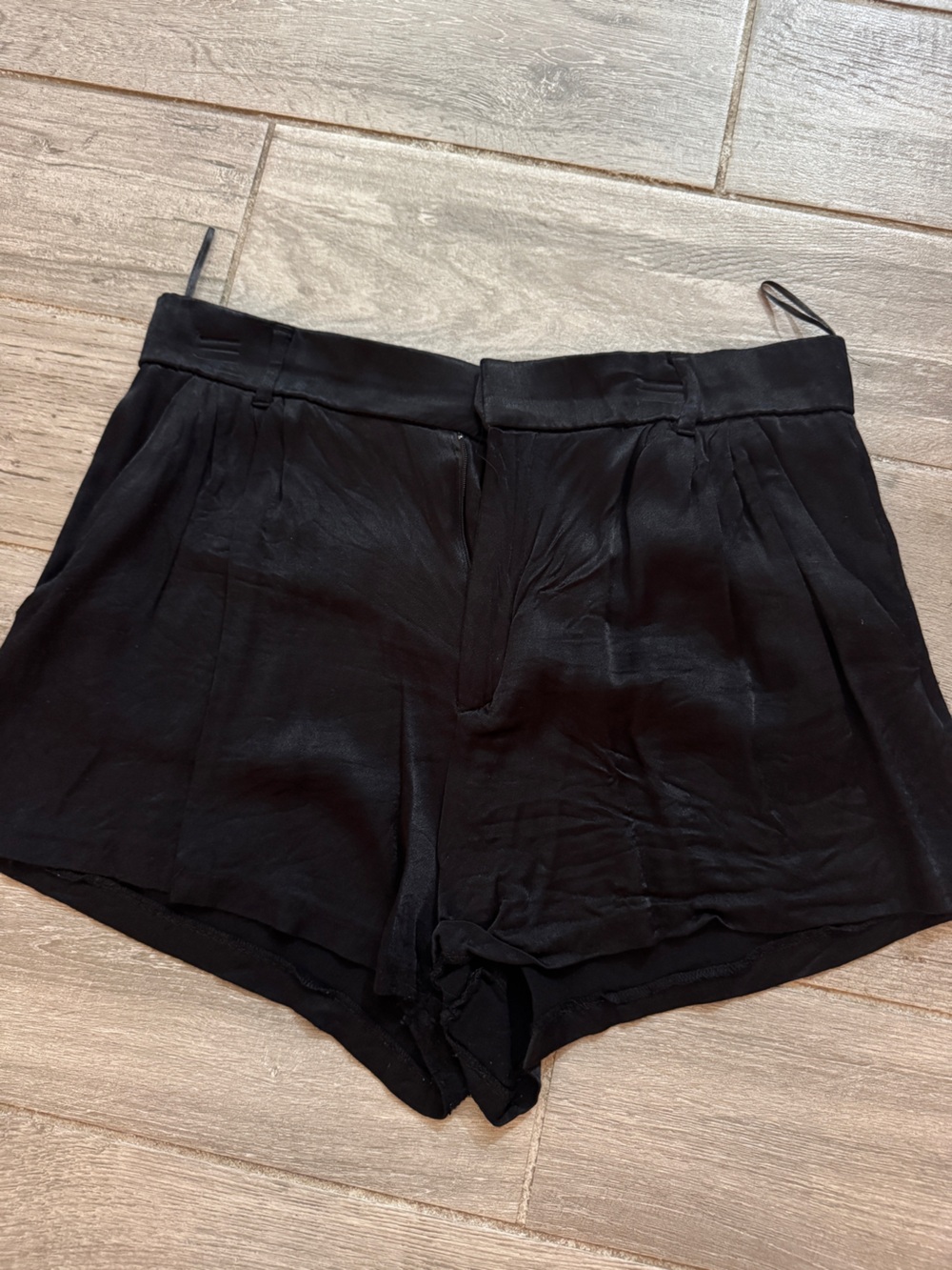 Zara Black Satin Tailored Shorts